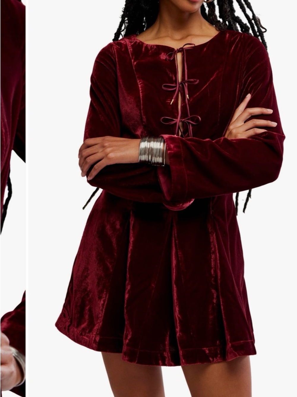 Free People Velvet Lace-Up mini velvet dress, NWT see listing